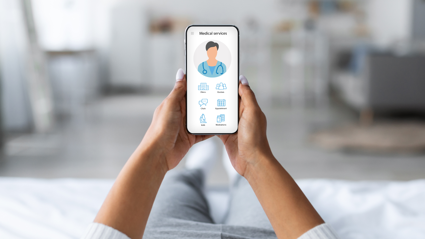 Blog 3 woman laying on bed with mobile phone using medica LDE46UQ 1 2