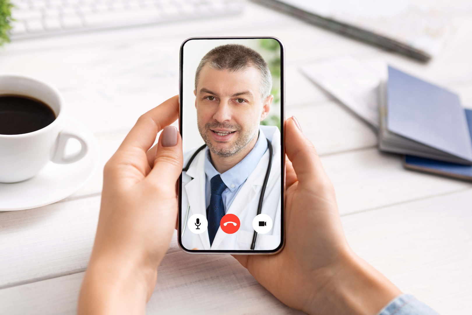 doctor consulting patient online via video call on LB2WP8T 1